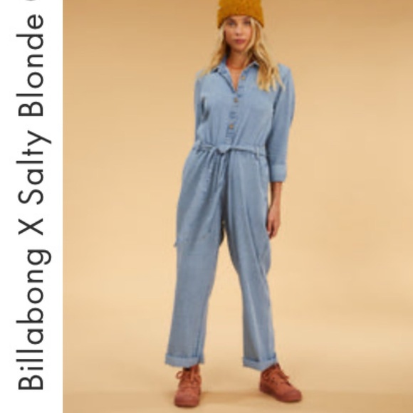 Billabong Pants - Billabong x The Salty Blonde Sunday Uniform Jumpsuit